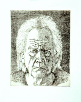 Radierung "zorniger, alter, weißer Mann" (2022)