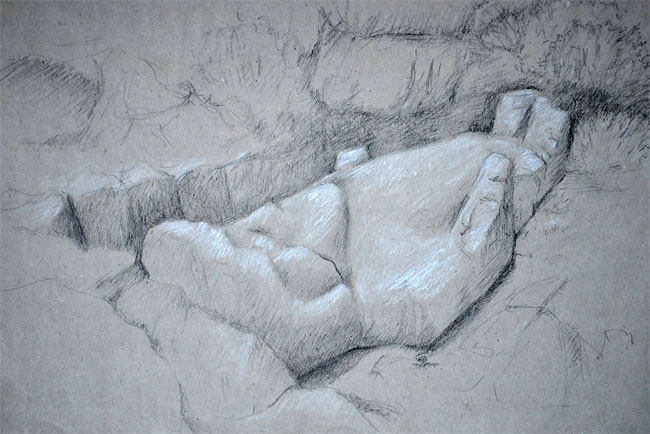 Bild: Dionysos von Naxos (Kohle-/Kreide-Zeichnung)